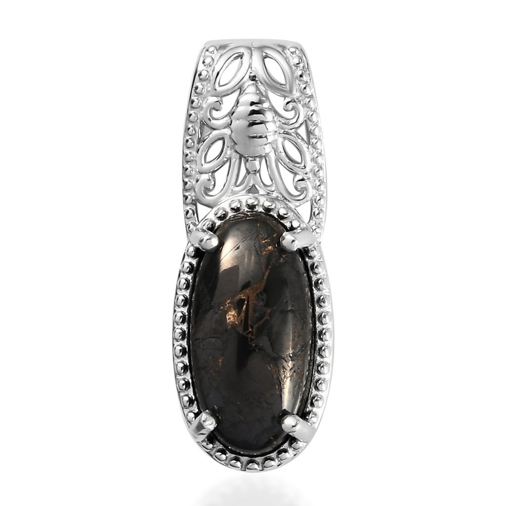 KARIS Matrix Silver Shungite Solitaire Pendant in Platinum Bond 2.40 ctw